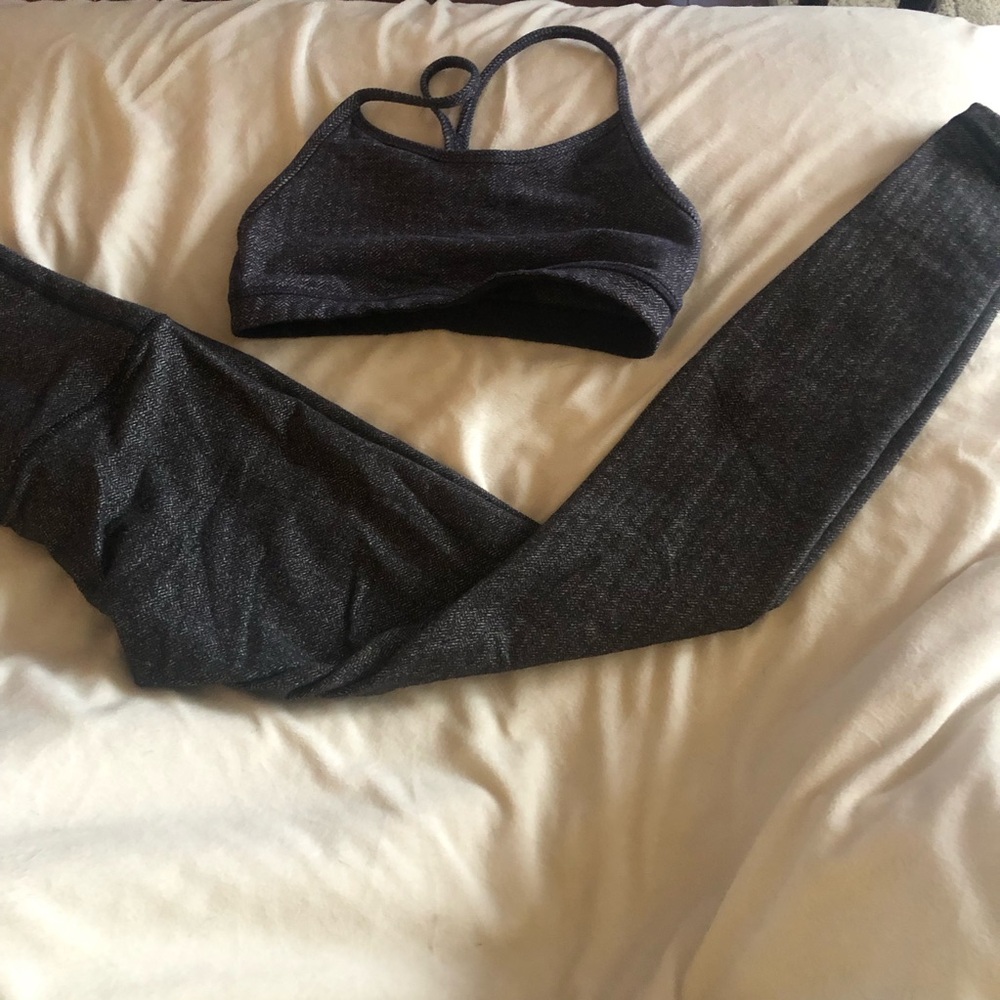 GUC Lululemon Set Heathered Herringbone Blue & Black Size 2 & 4